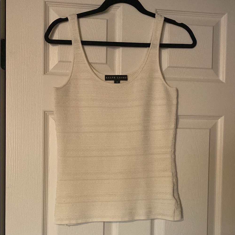 Ralph Lauren Women's Cream Textured  Knit Scoop Tank Top